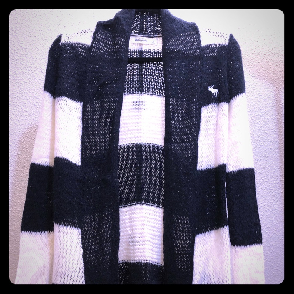 Abercrombie kids navy and cream cardigan